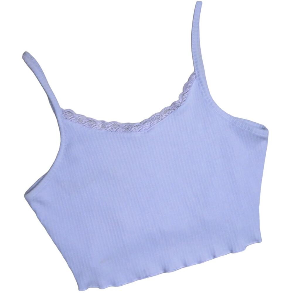 Ribbed Crop Top Tank Lilac Lavender Purple Size Small